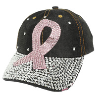 BREAST CANCER AWARENESS RIBBON DENIM CAP