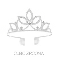 CRYSTAL CUBIC ZIRCONIA CROWN WITH COMB TIARA