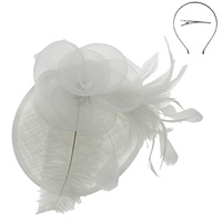 WOMEN'S TILT MESH FLOWER FEATHERED FASCINATOR