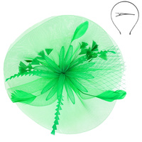 FLORAL FEATHERED VEIL MESH FASCINATOR