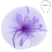 FLORAL FEATHERED VEIL MESH FASCINATOR