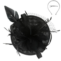 FLORAL FEATHERED LOOPY BOW DISC FASCINATOR