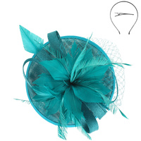 FLORAL FEATHERED LOOPY BOW DISC FASCINATOR