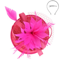 FLORAL FEATHERED LOOPY BOW DISC FASCINATOR