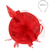 FLORAL FEATHERED LOOPY BOW DISC FASCINATOR