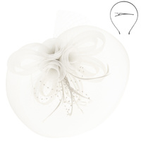 FLORAL FEATHER LOOPY BOW MESH FASCINATOR