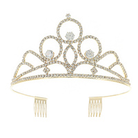 CRYSTAL RHINESTONE CROWN WITH COMB TIARA