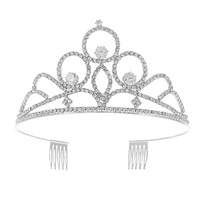 CRYSTAL RHINESTONE CROWN WITH COMB TIARA