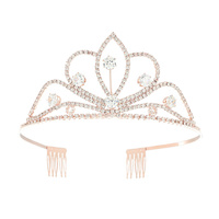 CRYSTAL RHINESTONE CROWN WITH COMB TIARA