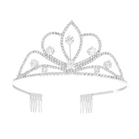 CRYSTAL RHINESTONE CROWN WITH COMB TIARA