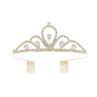 CRYSTAL RHINESTONE CROWN WITH COMB TIARA