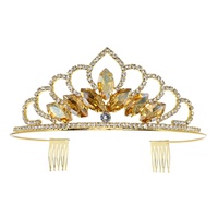 CRYSTAL RHINESTONE PETAL CUT PRINCESS COMB TIARA