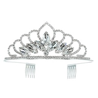 CRYSTAL RHINESTONE PETAL CUT PRINCESS COMB TIARA