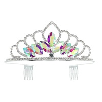 CRYSTAL RHINESTONE PETAL CUT PRINCESS COMB TIARA