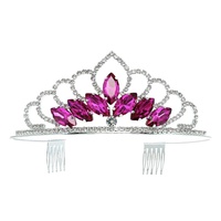 CRYSTAL RHINESTONE PETAL CUT PRINCESS COMB TIARA