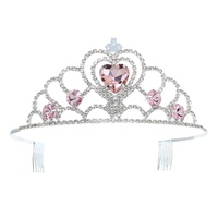 CRYSTAL RHINESTONE BLUE HEART SHAPED SWEETHEART PRINCESS COMB TIARA