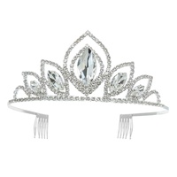 CRYSTAL RHINESTONE PETAL CUT LOTUS FLOWER PRINCESS COMB TIARA