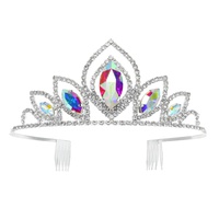 CRYSTAL RHINESTONE PETAL CUT LOTUS FLOWER PRINCESS COMB TIARA