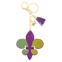 MARDI GRAS FRENCH LILY JEWELED KEYCHAIN