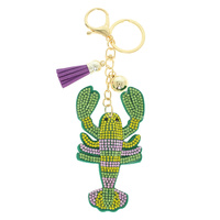 MARDI GRAS CRAWFISH JEWELED KEYCHAIN