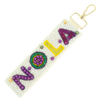 MARDI GRAS THEMED JEWELED KEY CHAIN