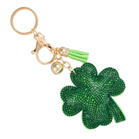 FOUR LEAF CLOVER JEWELED KEYCHAIN