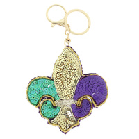 MARDI GRAS FLEUR DE LIS JEWELED KEYCHAIN