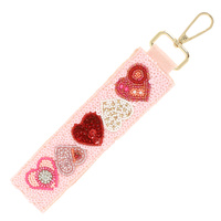 HEART THEMED JEWELED WRISTLET KEYCHAIN