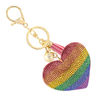 PUFF HEART JEWELED KEYCHAIN