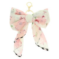 FLORAL SCARF BOW BAG CHARM KEYCHAIN