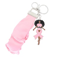 AFRO DIVA PINK RIBBON SCRUNCHIE WRISTLET KEYCHAIN