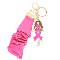 DIVA PINK RIBBON SCRUNCHIE WRISTLET KEYCHAIN