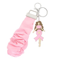 DIVA PINK RIBBON SCRUNCHIE WRISTLET KEYCHAIN