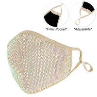 RHINESTONE BLING MASK W/ FILTER POCKET & ADJUSTABLE ELASTIC EAR STRAP