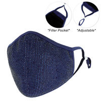 RHINESTONE BLING MASK W/ FILTER POCKET & ADJUSTABLE ELASTIC EAR STRAP