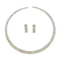 MULTI-ROW RHINESTONE COLLAR NECKLACE SET