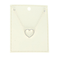 METALLIC RHINESTONE PAVE HEART CUT OUT NECKLACE