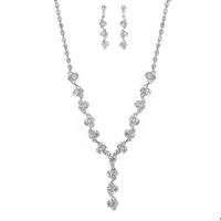 SILVER-TONE Y-SHAPE TENNIS NECKLACE SET