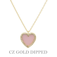 GOLD PLATED CZ HEART PENDANT NECKLACE