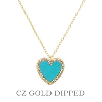 GOLD PLATED CZ HEART PENDANT NECKLACE