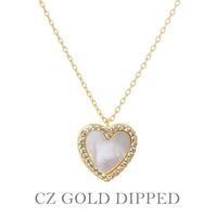 GOLD PLATED CZ HEART PENDANT NECKLACE