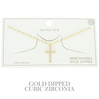 CZ GOLD PLATED CROSS PENDANT NECKLACE