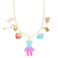 CANDY TEDDY BEAR THEME MULTI-CHARM NECKLACE