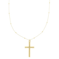 RIBBED CROSS PENDANT NECKLACE