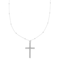 RIBBED CROSS PENDANT NECKLACE