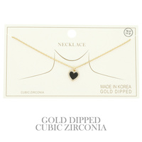 GOLD PLATED CZ HEART PENDANT NECKLACE