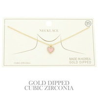 GOLD PLATED CZ HEART PENDANT NECKLACE