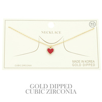 GOLD PLATED CZ HEART PENDANT NECKLACE