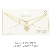GOLD PLATED CZ HEART PENDANT NECKLACE