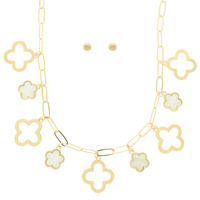 ENAMEL CLOVER CHARM NECKLACE SET
